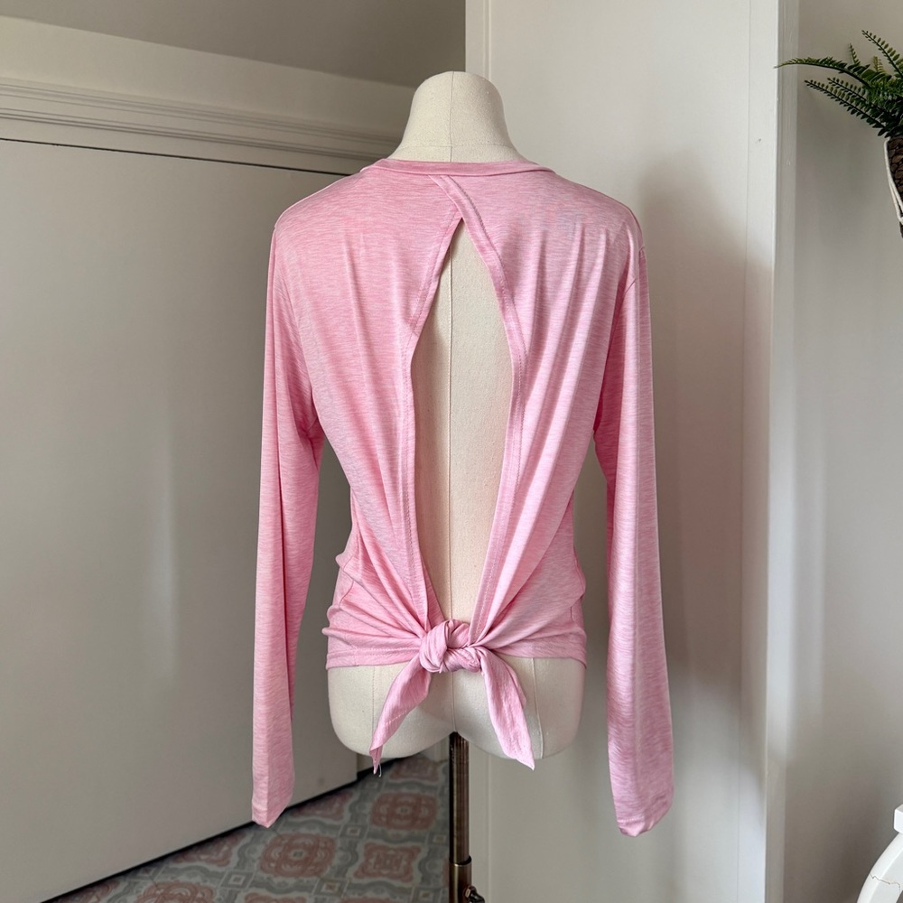 Longsleeve Tie Back Dry Fit Shirts x 2 {pink + purple} NWOT
